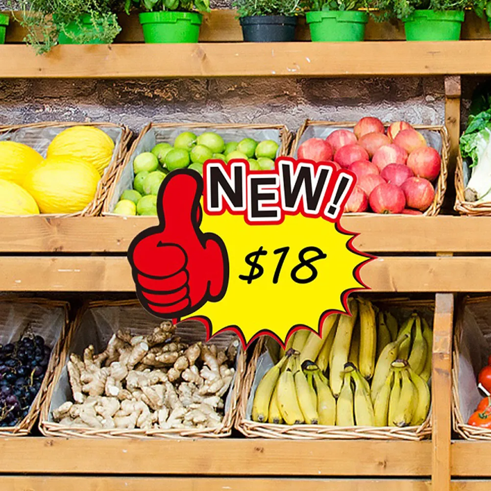 50pcs Shop Advertising Promotional Stickers Durable Shop Price Tags Paper Retail Signs Fruit Advertising Tags Labels