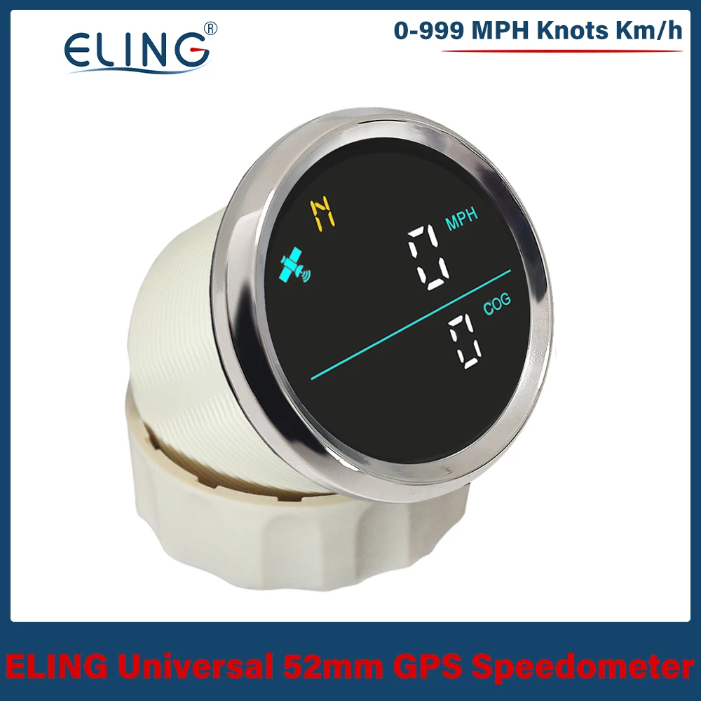 

ELING 52mm 0-999MPH,Knots,Km/h adjustable GPS Speedometer with Compass 12V 24V without Odometer for Ships Boats Yacht Universal