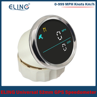 ELING 52mm 0-999MPH,Knots,Km/h adjustable GPS Speedometer with Compass 12V 24V without Odometer for Ships Boats Yacht Universal