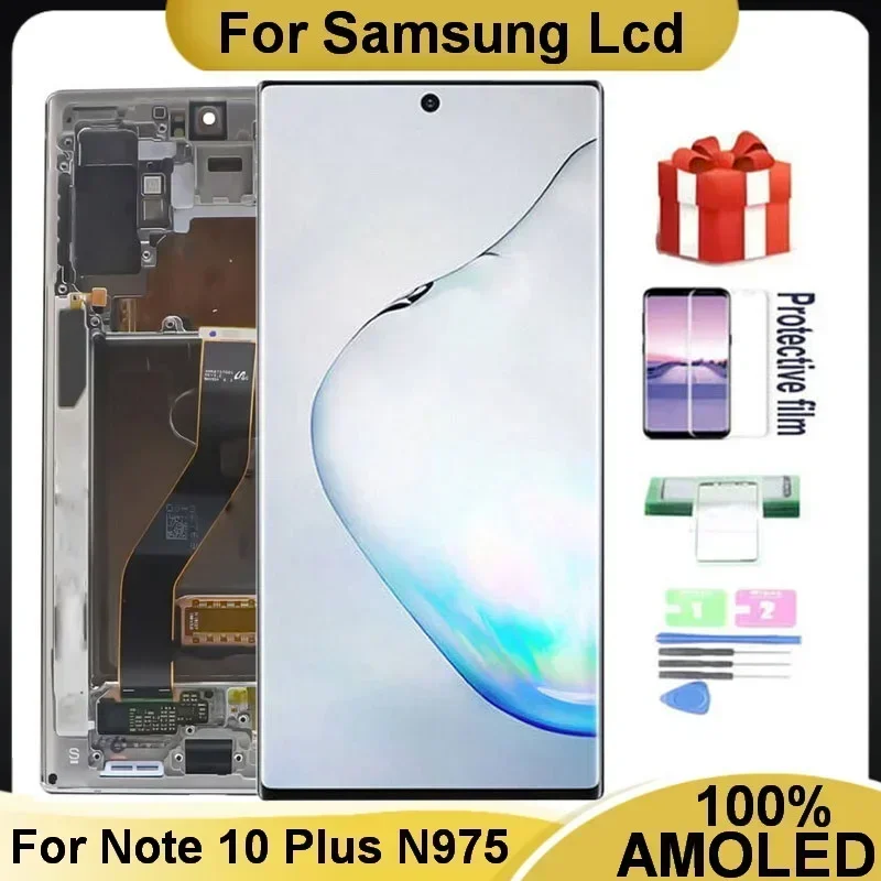 

6.8"AMOLED Screen For Samsung Galaxy Note 10 Plus Display Note10+ N975 N975F N975U N976 LCD Touch Screen Digitizer With Fram