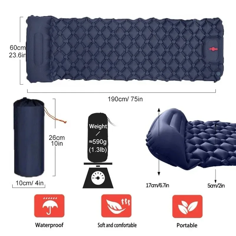 Outdoor Inflatable Camping Mats Air Cushion with Pillow Outdoor Tourist Sleeping Pad Self-Inflating Mattress for Hiking Climbing - Image 3