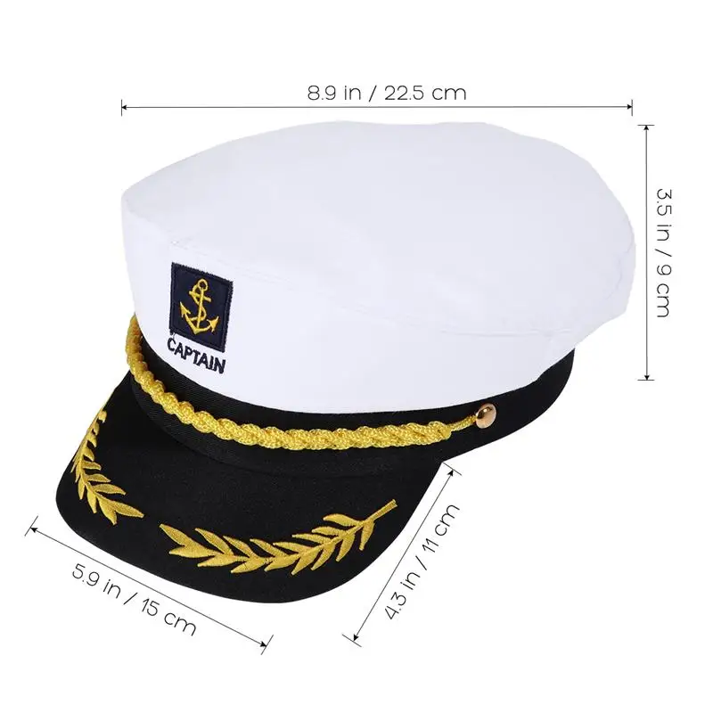 Adult Navy Hat Yacht Military Hats Boat Skipper Ship Sailor Captain Costume Hat adjustable Cap Navy Marine Admiral for Men Women