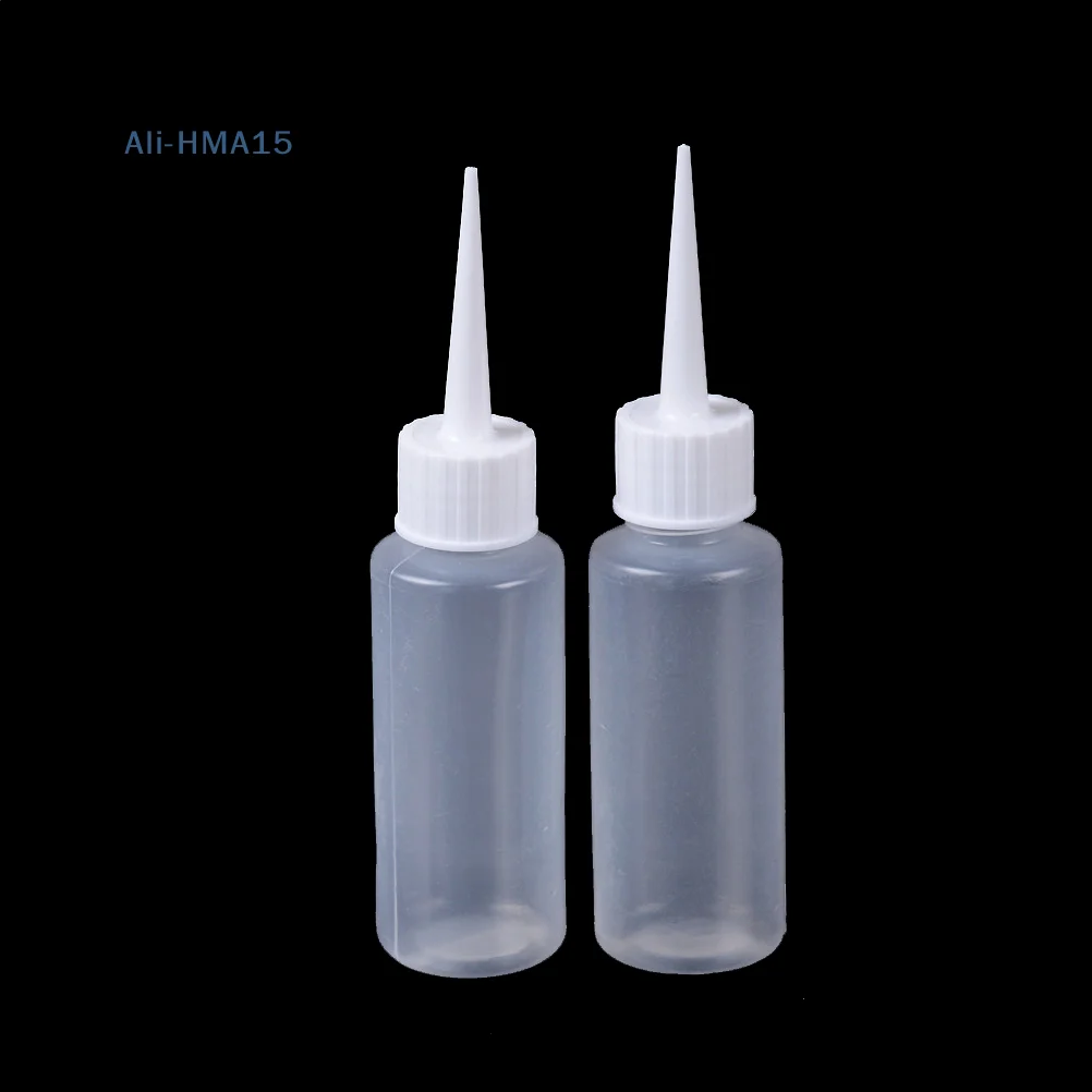 2PCS 50ml PE Squeezable Liquid Bottle Empty Glue Bottle With Lids Refillable Applicator Eye Liquid Oil Needle Dropper Container