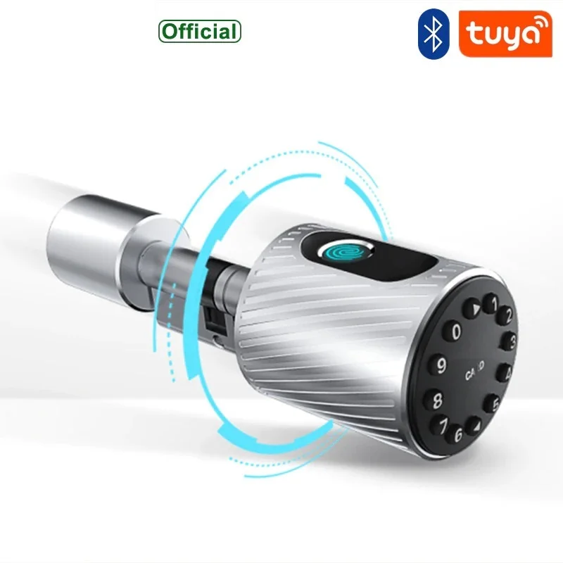 New C12 Fingerprint Smart Cylinder Lock Tuya APP Remote Unlock Digital Biometric with IC Card Mechanical Key