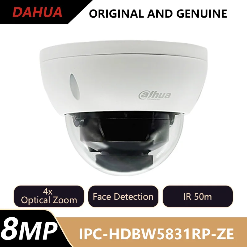 

Dahua 8-мегапиксельная WDR ИК-купольная IP-камера с поддержкой моторизованного 4-кратного зума Обнаружение движения CCTV PoE SD-карта Камера безопасности IPC-HDBW5831RP-ZE