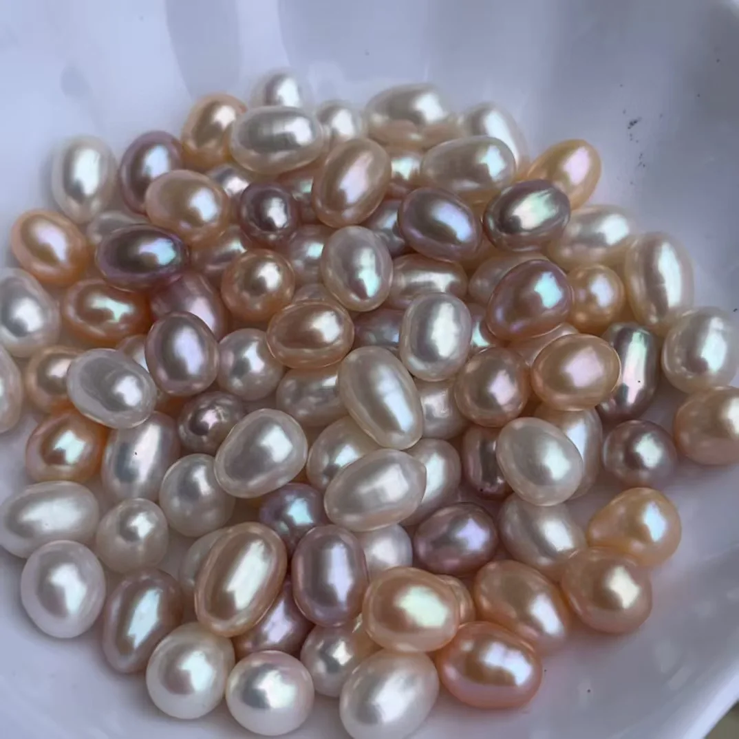 AA finas 100% perlas ovaladas naturales de agua dulce cuentas espaciadoras sueltas con forma de arroz para fabricación de joyería DIY pulsera pendientes Accesorios