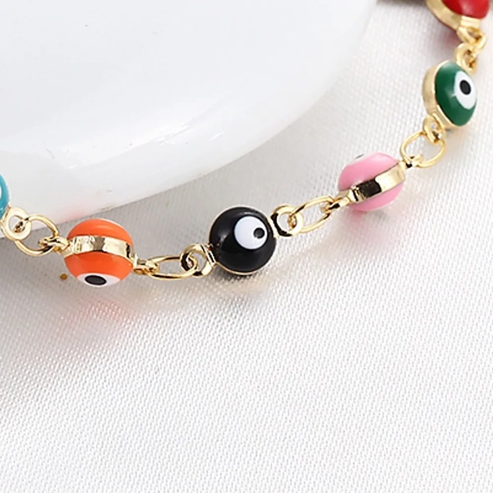 

Enamel Blue Eye Necklace Minimalist Stainless Steel Colorful Anklet Versatile Style Stylish Design Demon Eye Bracelet