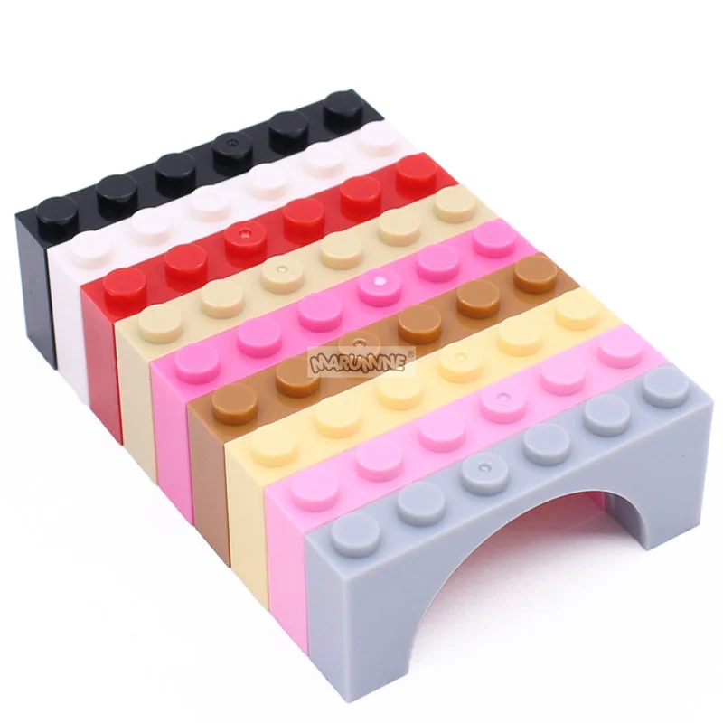 Marumine DIY Arch Bridge 1x6x2 Thick Top With Reinforced Underside Building Blocks MOC Assembles Particles Compatible 3307 15254