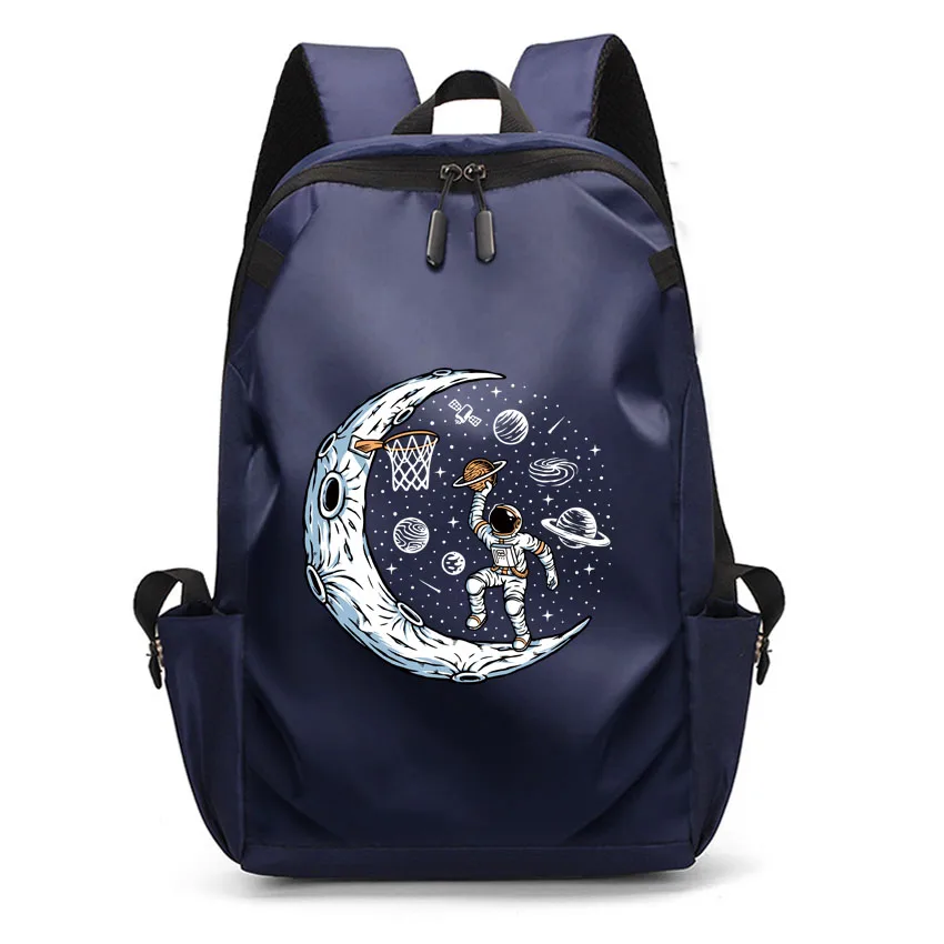 Women Men Business Backpack Expandable USB School Bag Laptop Waterproof Backpack Funny Outer Space Astronauts Printed Rucksack