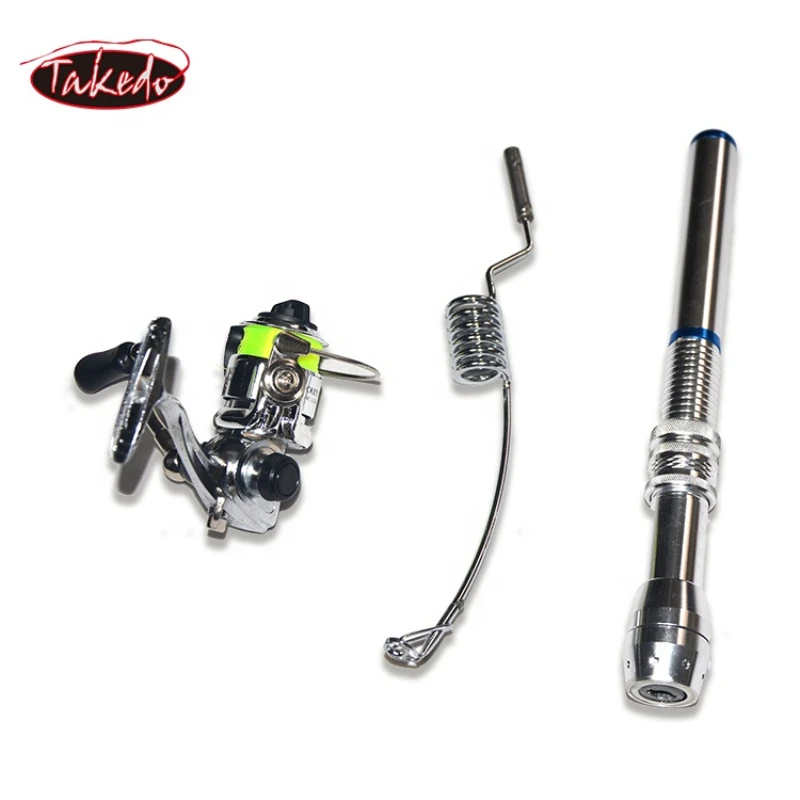 TAKEDO New Arrival IZ-XM Metal Mini Ultra Light Ice Fishing Rod And Reel Set Winter Portable Fishing Rod Set Boat Fishing Gear