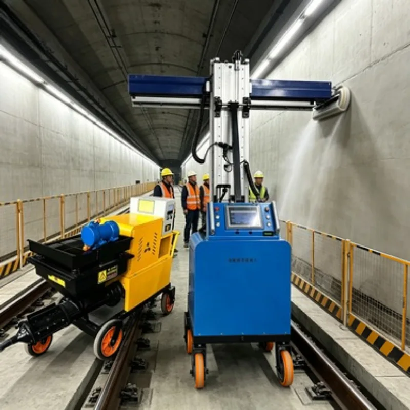 Robust Wall Plastering Machine with Ergonomic Robot Arm Design and Lightweight Main Unit for Easy Transport and Setup