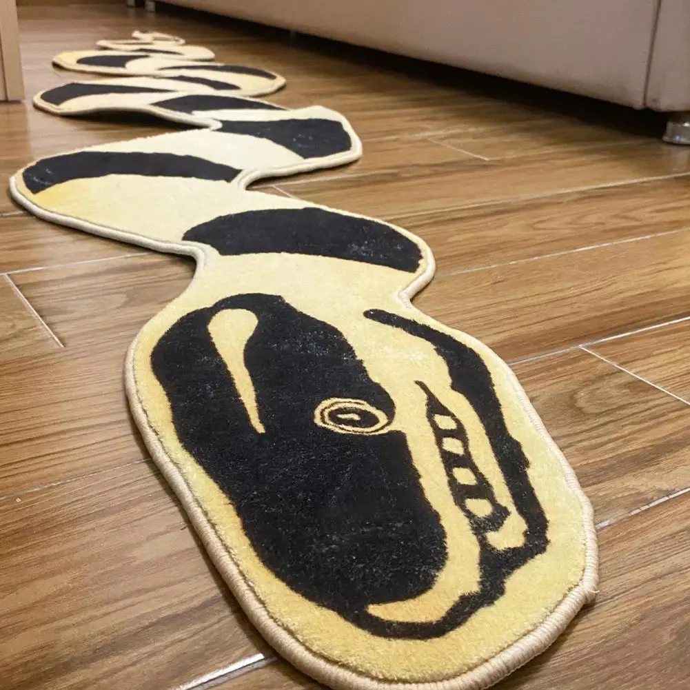 Cartoon Banded Snake Rug Luxury Plush Non-Slip Absorbent Entrance Doormat Home Decor Fun Floor Accent Floor Mat