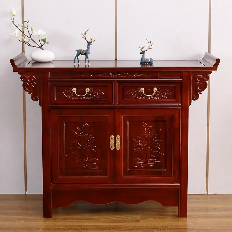 Chinese Style Solid Wood Incense Table Household Buddhist Platform God of Wealth Offering Stand Guan Gong Shrine Buddha Altar