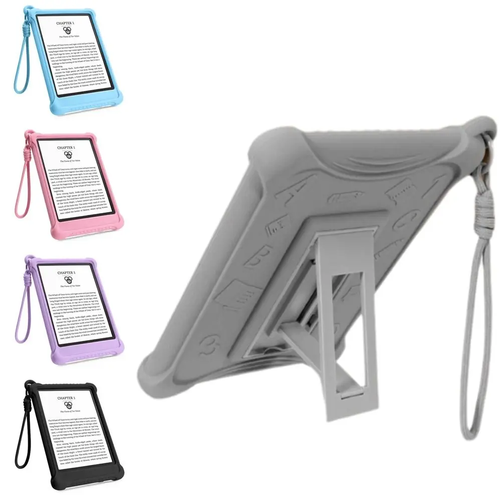 Silicone e-Reader Case Kickstand Hand Strap Protective Shell Shockproof for Kindle Paperwhite 2024 (12th Gen) 7 inch Colorsoft