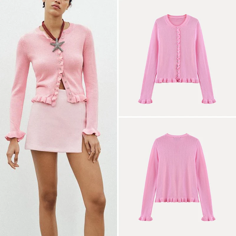 

Spring 2025 Women's Knitted Long Sve round Ne Layered Decorative Coat Z Commute Sle Polyester Fiber Color