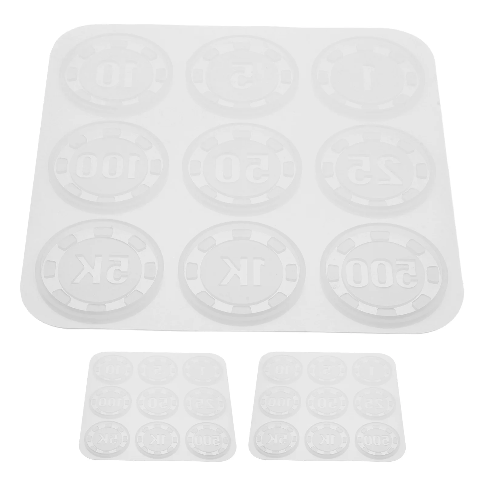 3Pcs Silicone Poker Chip Mold DIY Epoxy Resin Crafts Reusable Game Coin Mold Party Entertainment Chips Set
