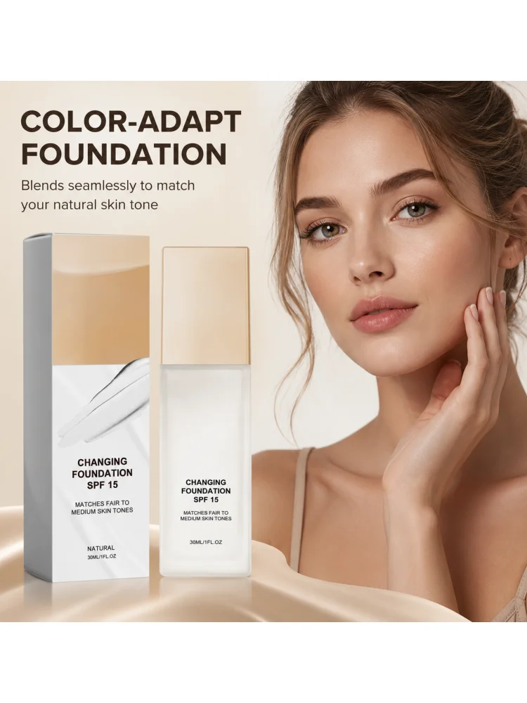Feuchtigkeitsspendende Farbwechsel-Foundation SPF 15 Langanhaltend Unsichtbar Gegen Gesichtsunreinheiten Natürlicher Finish Leichte Make-up-Foundation