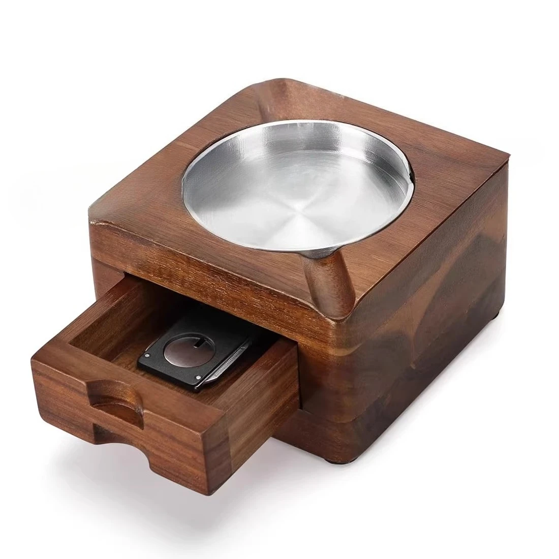 Cigar special ashtray, solid wood portable home living room, cigarette holder, car anti-ash fly high-end atmosphere