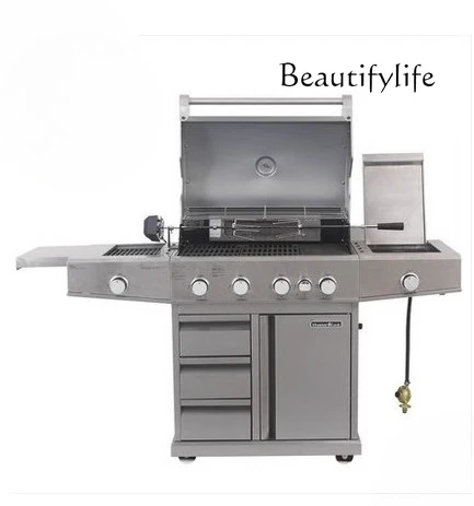 

North American Outdoor Hotel Villa Household All Stainless Steel 4 Head Slide Type Gas Grill/BBQ/Barbecue Grill