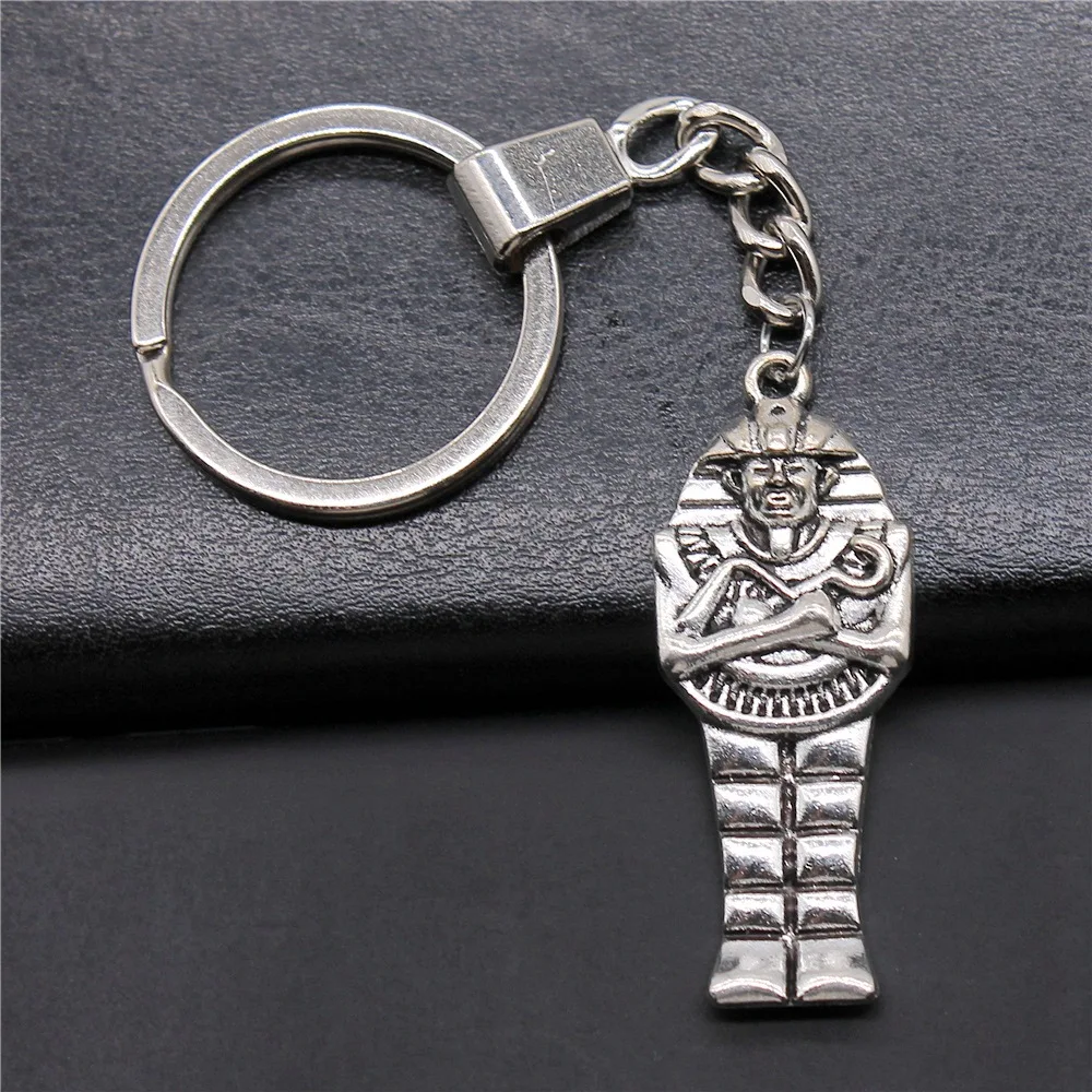 Dropshipping Men Keychain Vintage 2 Colors 45x18mm Egyptian Pharaoh Pendant Souvenirs Gift