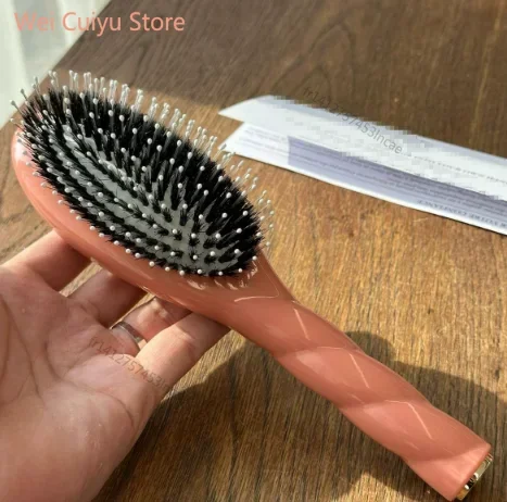 Peigne à cheveux de massage en poils de sanglier, haute qualité, soins capillaires, airbag, macaron, grande taille, offre spéciale