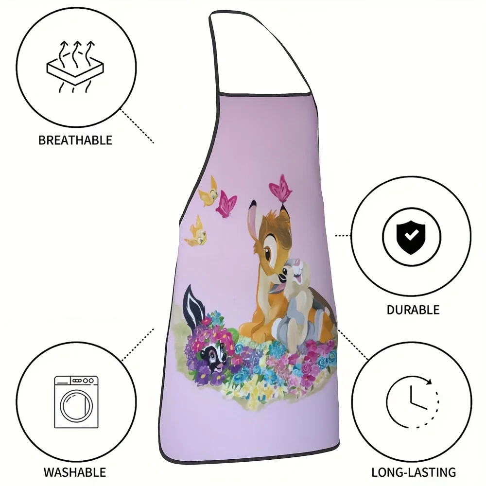 قطعة واحدة من مريلة بطابع بامبي، مثالية للمطبخ والتنظيف المنزلي، والطبخ المنزلي، ومريلة نادل الشيف للمقاهي ومطاعم الشواء، ومستلزمات المطبخ، وهدايا العطلات #6