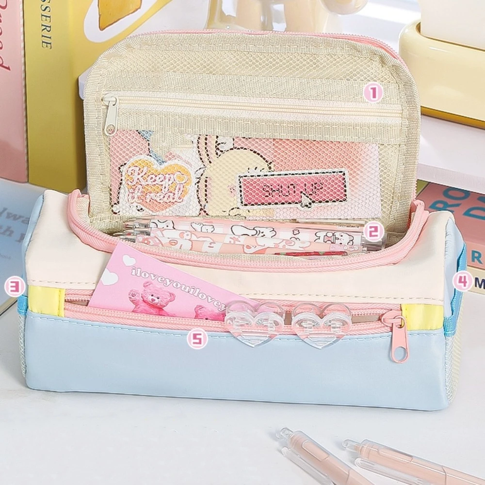 

Square Korean Star Pencil Bag Desktop Storage Candy Color Large Capacity Pencil Bag Korean Ins Style Zipper