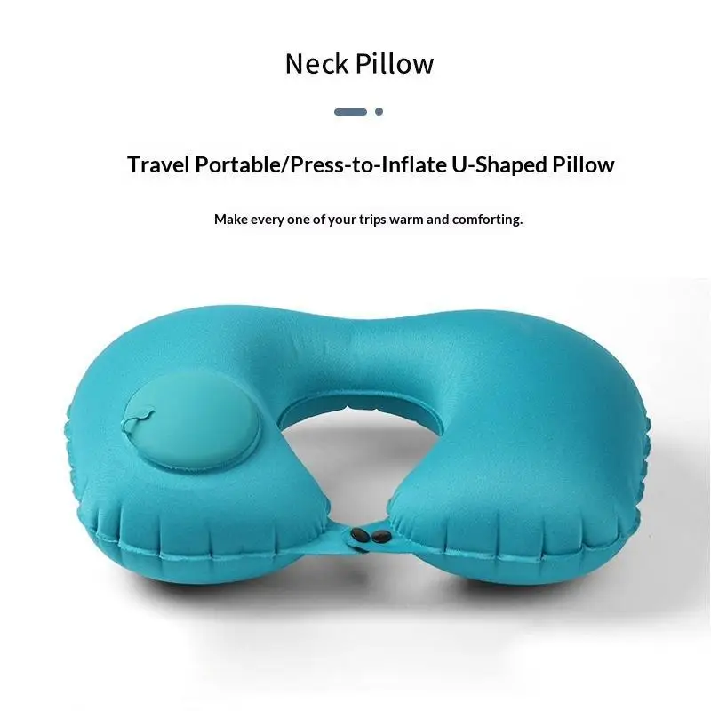 Travel Use Inflatable Neck Pillow Soft Flocking Self Inflating 1PC for Office Nap Airplane Car Rides