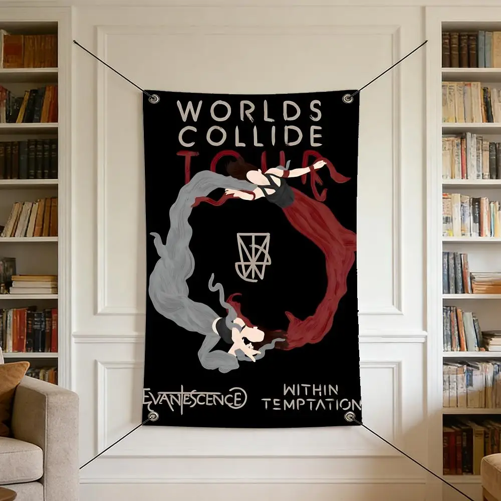 rock W-Within T-Temptation Flags Warm Home Flag 4 Grommets Wrinkle Free Indoor Outdoor
