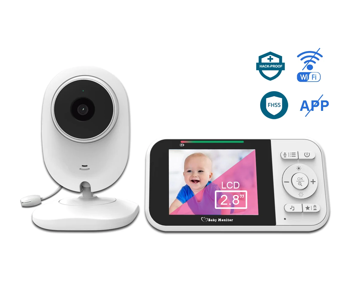 

218 Baby Monitor 2.8'' LCD Display 2 Way Audio Talk Infrared night vision 4X Zoom Surveillance Camera Temperature monitoring