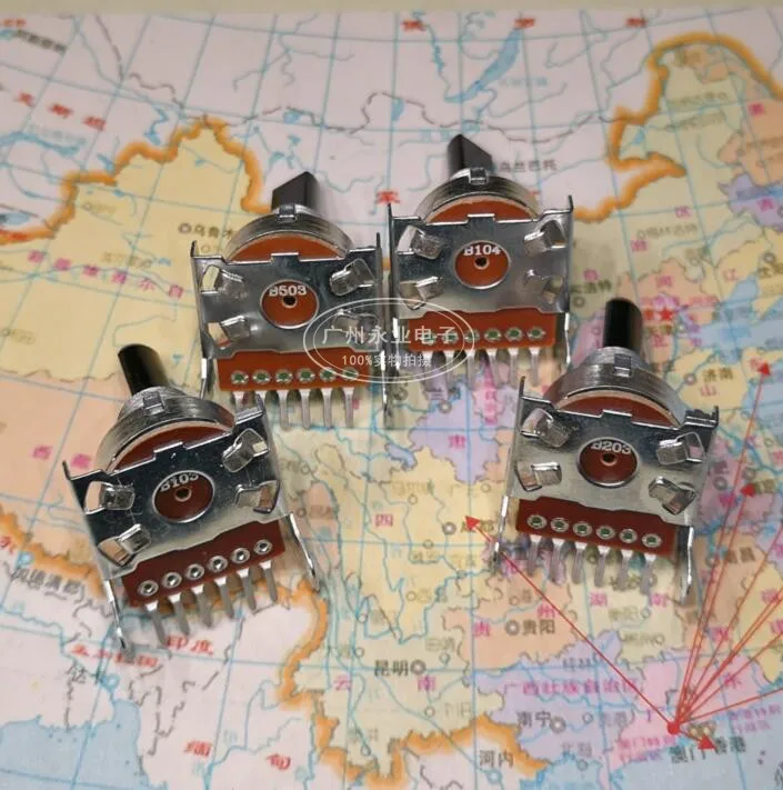 2 Piece 161 Type Audio Speaker Power Amplifier Potentiometer Single Row 6 Feet B10K B20K B50K B100K