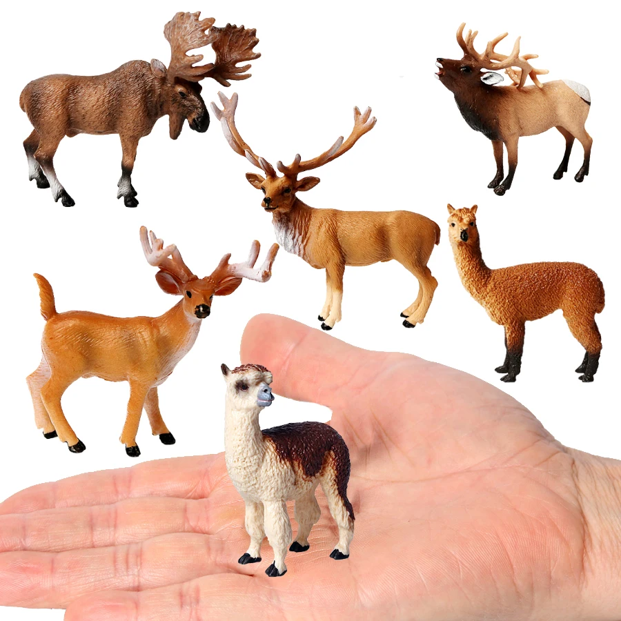 Simulation Wild Animal Deer Model Figurines,Moose,Elk,Reindeer,Alpaca Action Figures Collection Anime Toys Gifts For Children