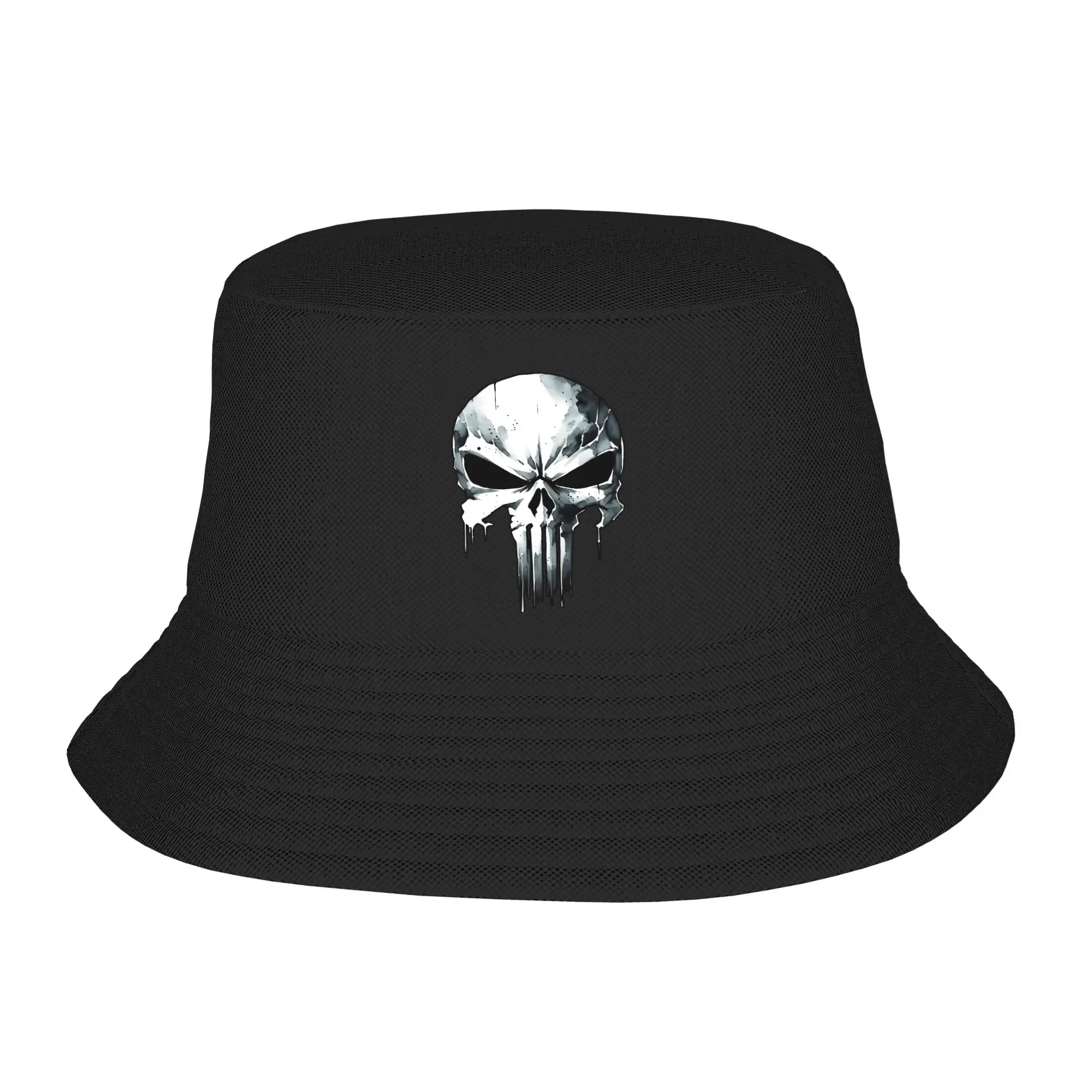 Comic Skull Bucket Hat  Streetwear Fisherman Caps Portable Vacation Visor Hats For Women Casual Printed Cap