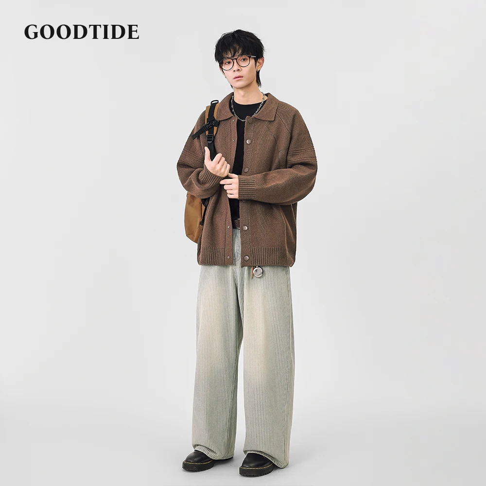 Fashion Men's Casual Polo Collar Cardigan 2025 Winter New Knitted Jacket Button Front Comfortable Soft Long Sleeve Outerwear Top