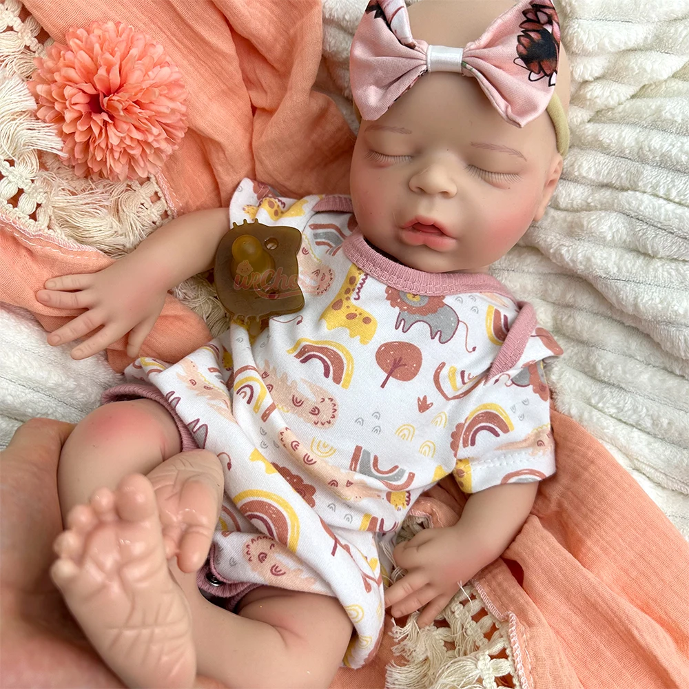 

18-дюймовая кукла-реборн ручной росписи, девочка, с закрытыми глазами, спящая, силиконовая, реалистичная, для любителей кукол, игрушка