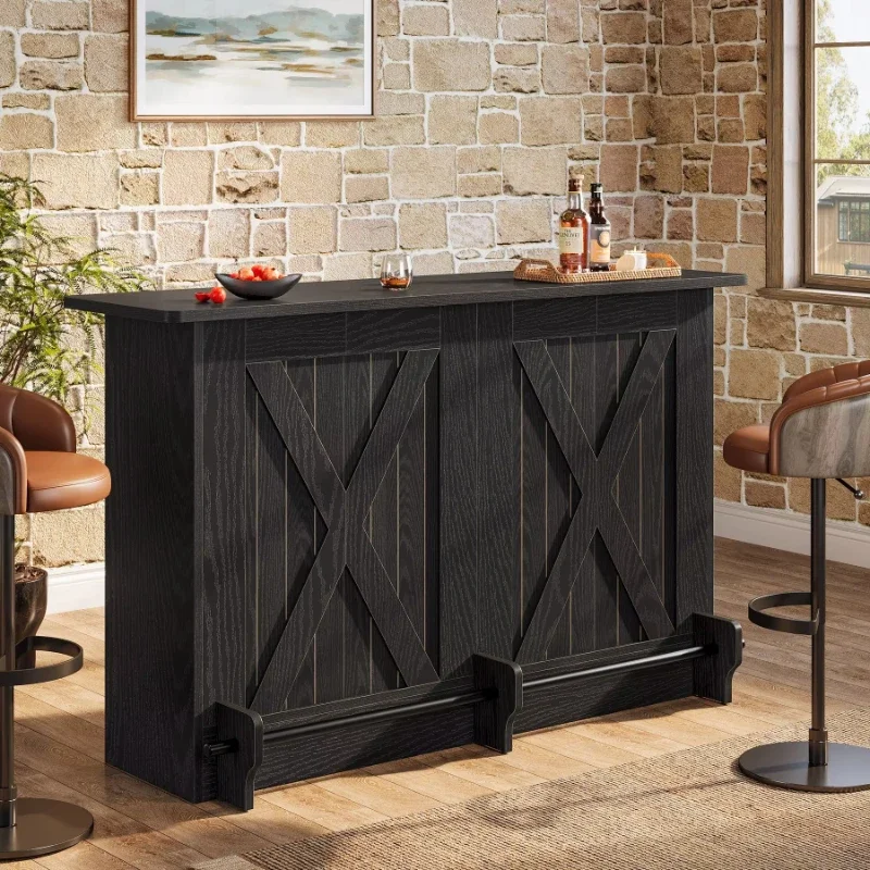 

63-Inch bar table, 2-story bar cabinet tall table with foot pedals, modern coffee cabinet, suitable for home kitchens