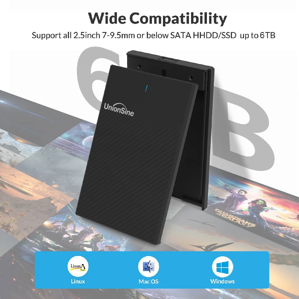 เคส unionsine HDD 2.5 "USB 3.0 HDD Enclosure 2.5นิ้วพอร์ตอนุกรม SATA SSD รองรับ6TB สำหรับ Seagate TOSHIBA FUJITSU 2.5" กล่อง HDD