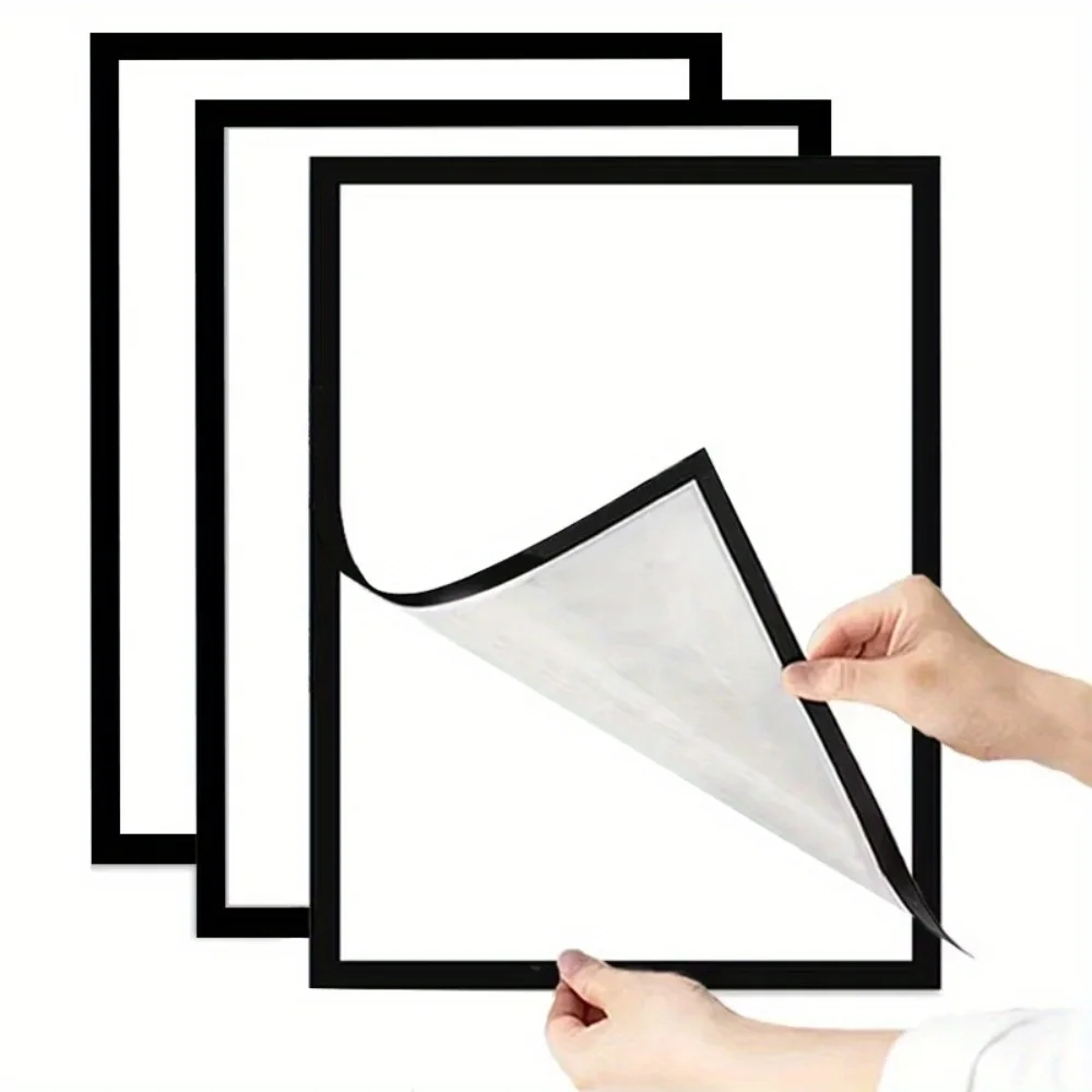 3 stuks magnetische muurframe, zelfklevend en verwijderbaar voor foto's, zwart wit mat minimalistisch thuiskantoor decor