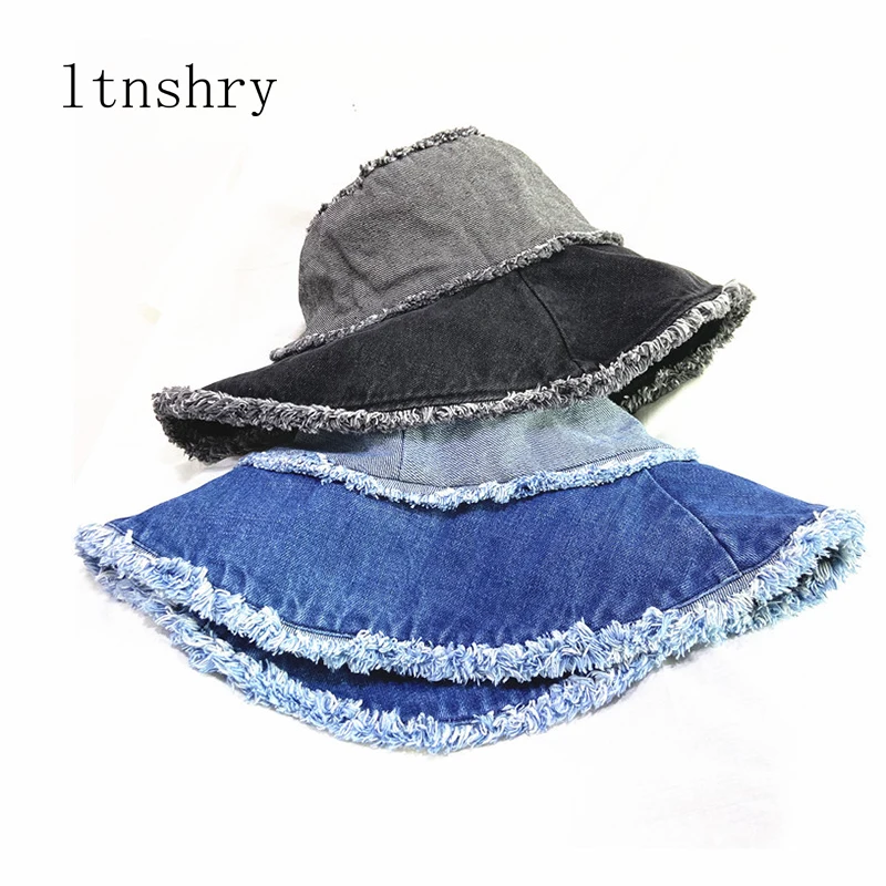 

2022 New summer spring Vintage Bucket Hat Women Washed cotton fisherman hat tassel Big Brim fashion leisure basin hat