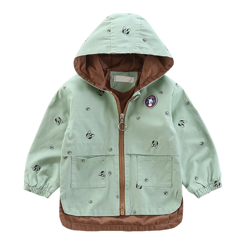 Girls Boys Trench Coat,Chindren's Long Sleeve Casual Windbreaker,Kids Printed Hooded Fall Coat for Spring Autumn