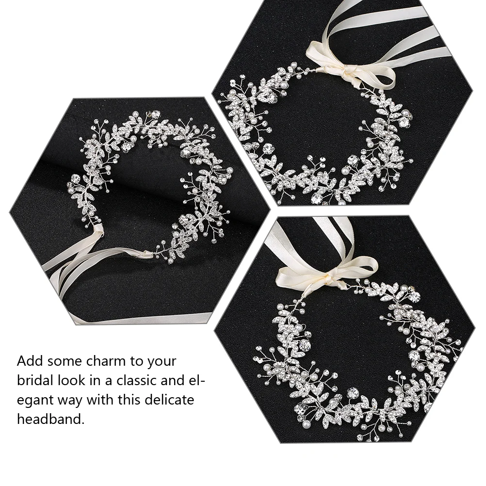 

Pearl Rhinestone Headb Wedding Bridal Hair Accessories Crystal Headdress Bride Headpiece Silver Shiny Decor Elegant Special