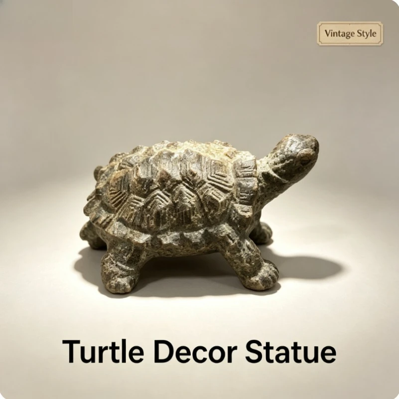 Vintage Turtle Decorative Figurine Resin Animal Statue Stone Texture Craft Ornament for Home Office Desktop Shelf Decor Gift
