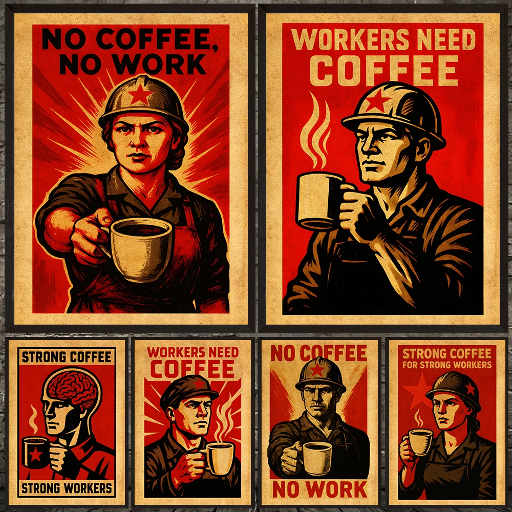 

Coffee For The Class War Vintage Poster Print,"no Coffee No Work"antique Wall Art Canvas Painting Unframed,Home Decoration