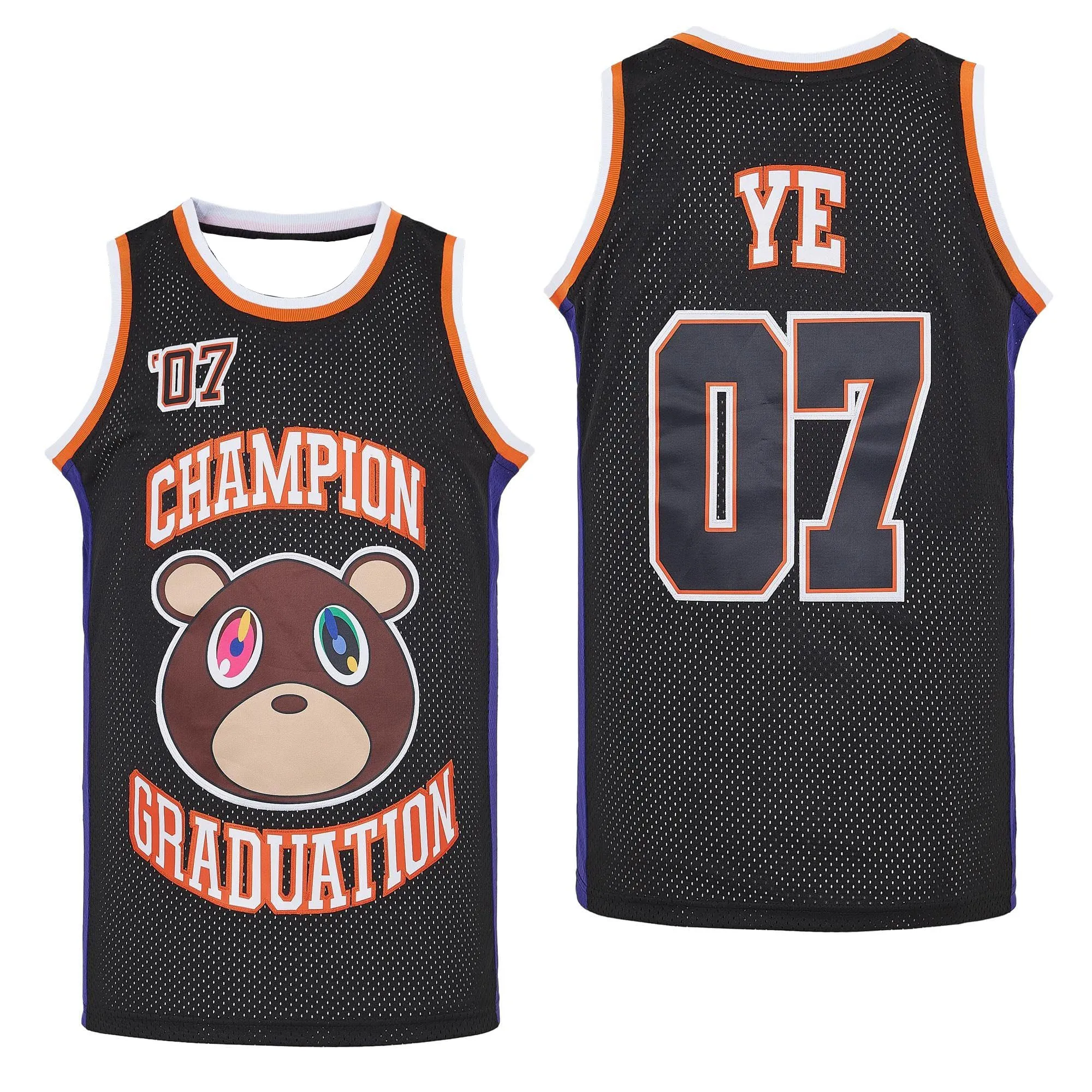 2026 Kanye West Ye Graduation Basketball Jersey Vest HipHop Y2K Sports Fan Streetwear, Loose Top Quick Dry Mesh Shirt Tank Top