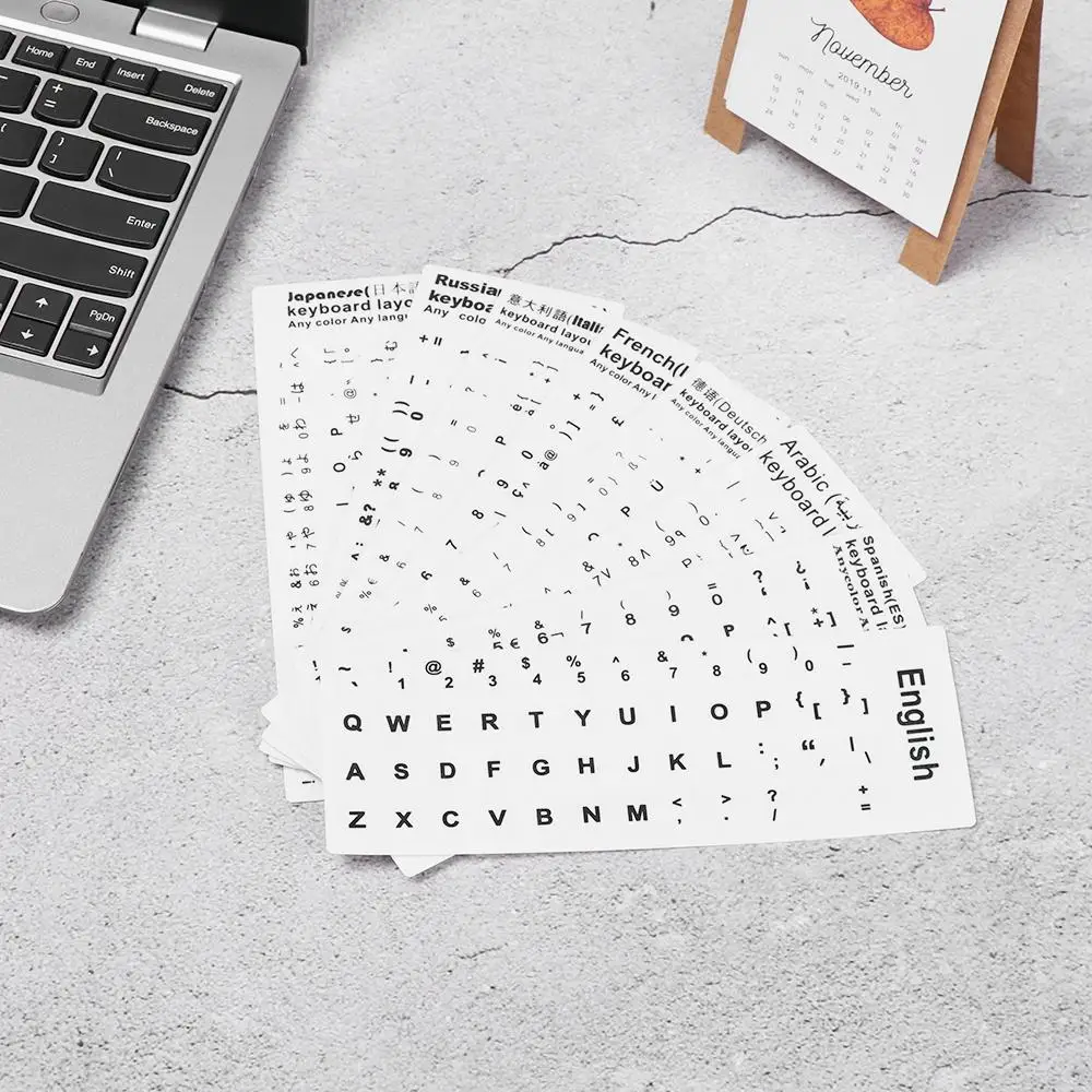 Non-slip Deutsch English Spanish Russian Letter Keyboard Stickers Alphabet Layout