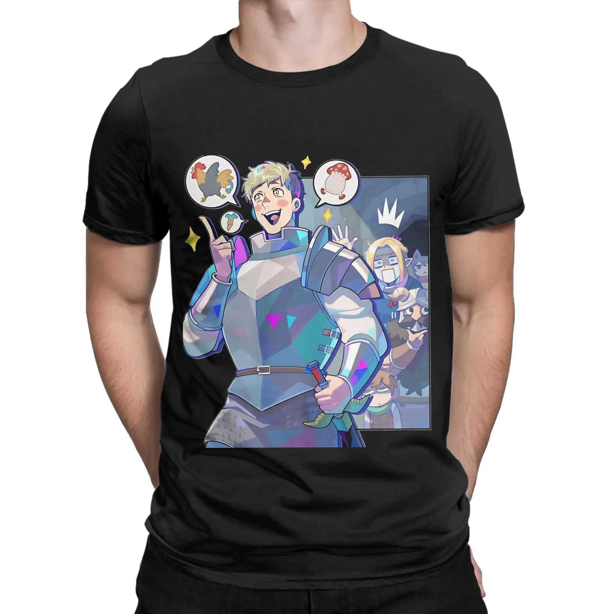 Dungeon Meshi   Laios Touden Funny 100% Cotton T-Shirt The Dragon Prince Tops Tees For Men