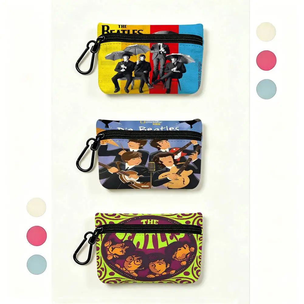 T-The-B-Beatles Rock Band Oxford Fabric Mini Coin Wallet Smooth Zipper Hanging Design Multi-use Small Storage Bag For Travel
