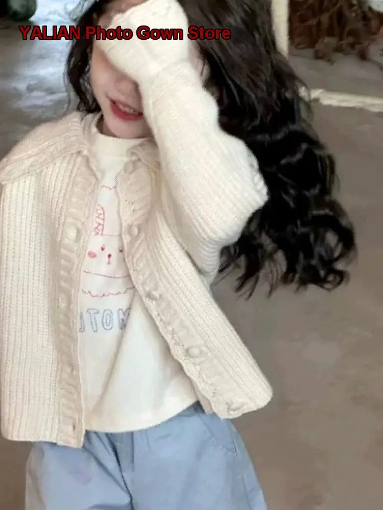 Girls Spring Fashionable Knit Coat 2025 Trendy Chic Street-Style Spring