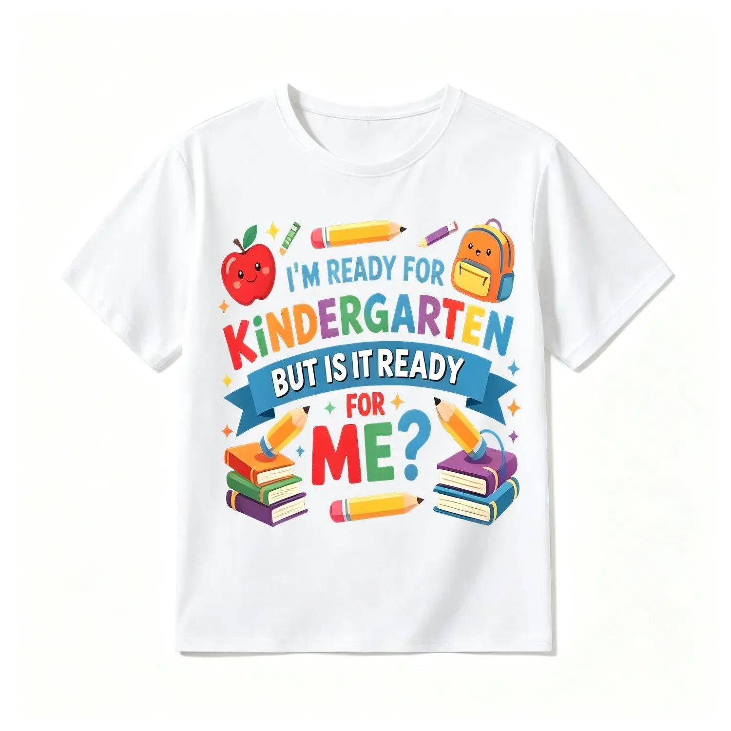 I'm Ready for Kindergarten but Is It Ready for Me Boys T Shirts Back To School Youth Tee Casual Graphic Shirt Playful School Humor Design