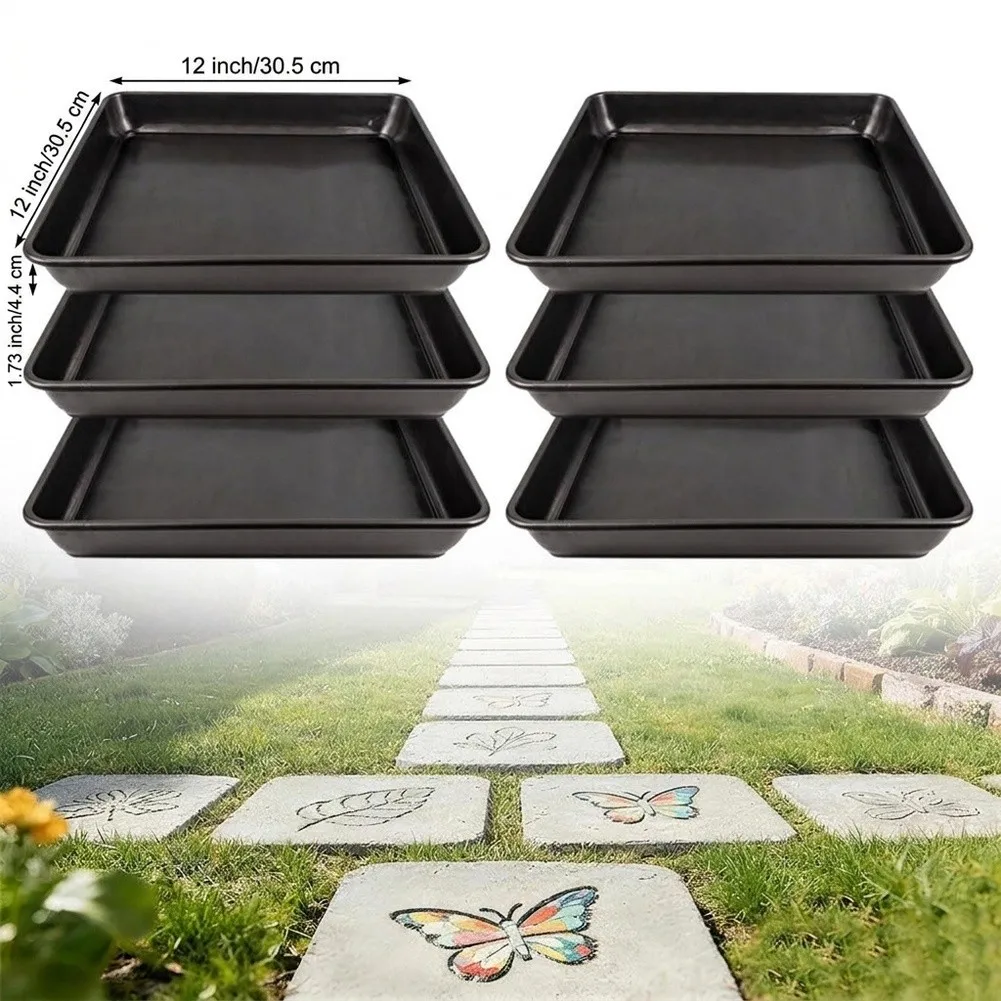 6PCS Stepping Stone For Mold Square Plastic Paving Brick For Mold 12x12 Inches For Lawn Patio Yard Garden Tools Parts